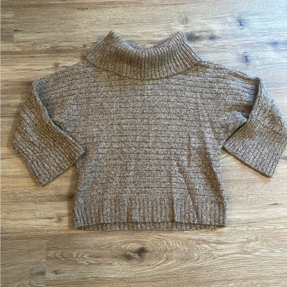 Jones New York Brown Cowl Neck Wool Knit Sweater
